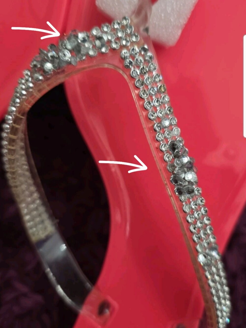 BEBE Audriella Women's Fuchsia Strappy Rhinestone Jelly Sandals Sz10. - Picture 7 of 7